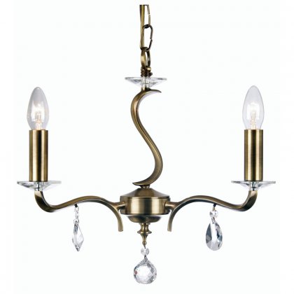 Oaks Lighting Cobra 3 Light Chandelier Antique Brass