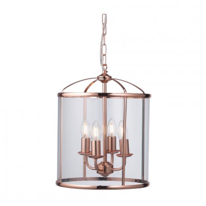 Oaks Lighting Fern 4 Light Lantern Style Pendant Copper