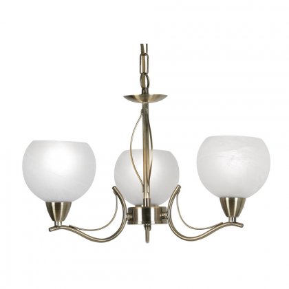 Oaks Lighting Luanda 3 Light Chandelier Antique Brass