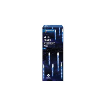 Premier Decorations 24 Chaser Icicle Lights with 72 LED - Blue