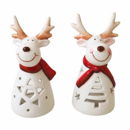 Giftware Trading Ceramic Reindeer T-Light Holder 13cm - Assorted