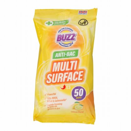 Buzz Anti-Bac Multi Surface Wipes - Lemon