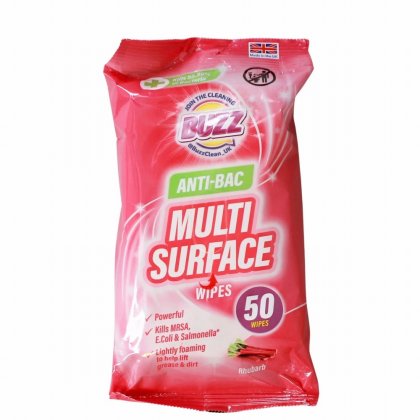 Buzz Anti-Bac Multi Surface Wipes - Rhubarb