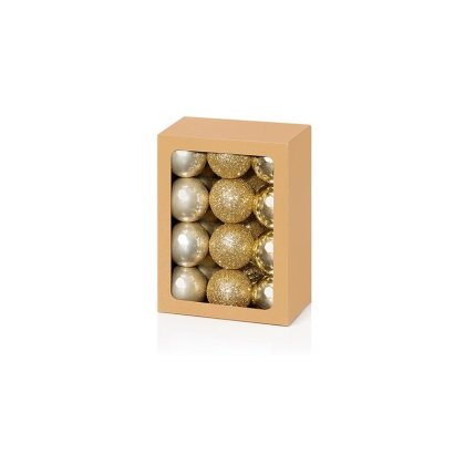 Premier Decorations Shatterproof Tree Decorations 30mm (Pack of 24) - Champagne Gold