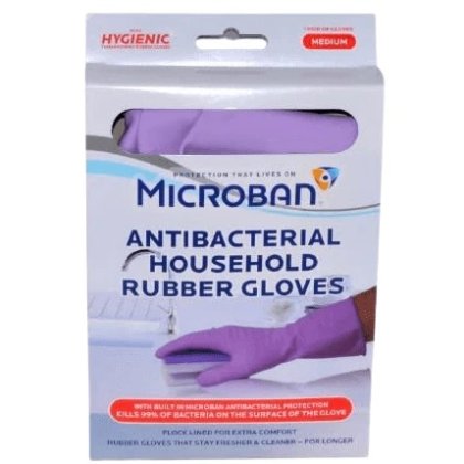 Mircoban Antibacterial Rubber Gloves - Medium