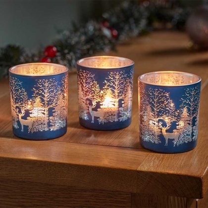 Three Kings Wonderland T-Light Holders (Pack of 3) - Sapphire