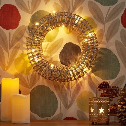 Three Kings GlitterTwist Wreath 30cm - Gold