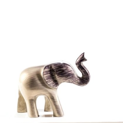 Tilnar Brushed Silver Elephant Trunk Up Large - 12 cm