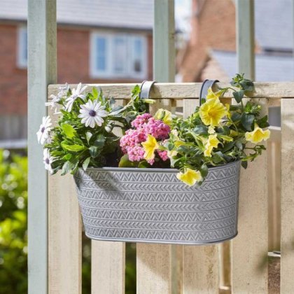 Smart Garden 12in Fence & Balcony Hanging Planter - Aztec - Slate