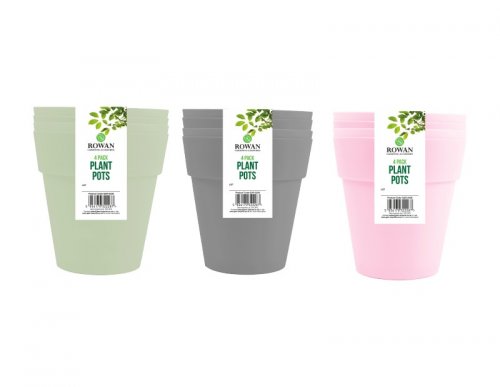 Rowan Plant Pots 10cm - 4 Pack - Assorted