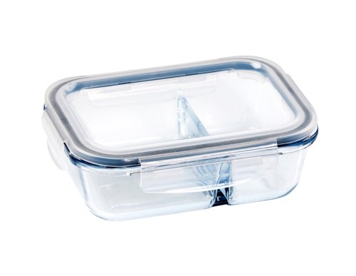 Wiltshire Rectangle Two Compartments Glass Food Container - 600ml