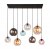 Searchlight Mardi Gras II 8 Light Bar Pendant Matt Black W Multi Colour Glass