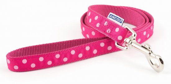 Ancol Vintage Pink Polka Lead - 100cm x 1.9cm