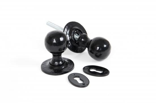 Black Round Mortice/Rim Knob Set