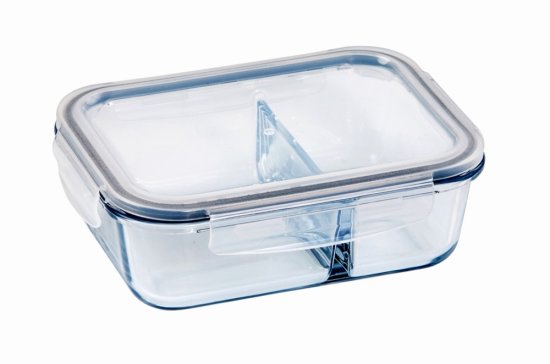 Wiltshire Rectangular 2 Compartment Glass food container - 930ml